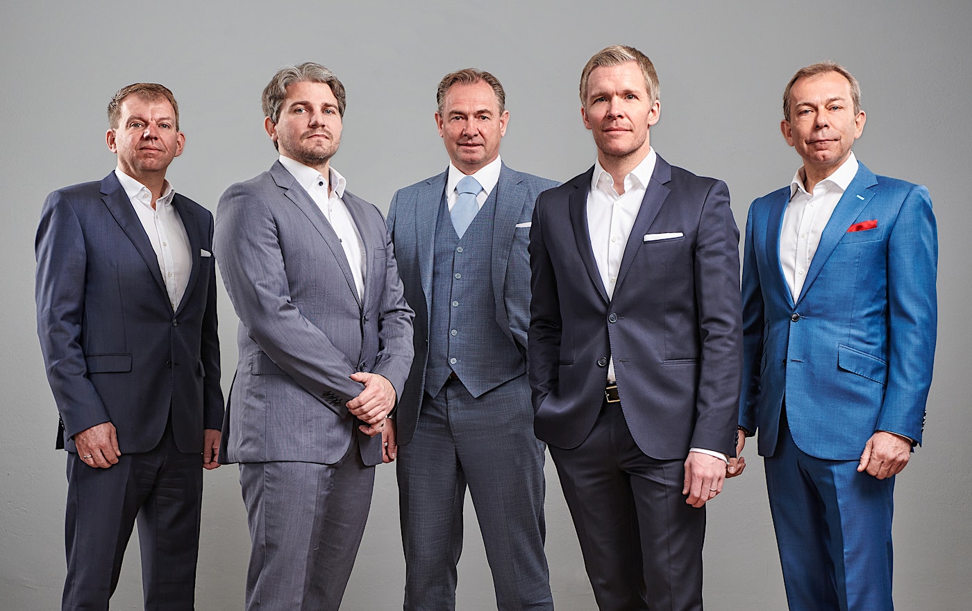 Von links nach rechts: Daniel Zorweg (Partner/President), Martin Zeiringer (CFO), Harald Buben (Co-Founder/President), Florian vom Bruch (CEO), Christian Zorweg (Co-Founder/President) — BUBEN&ZORWEG